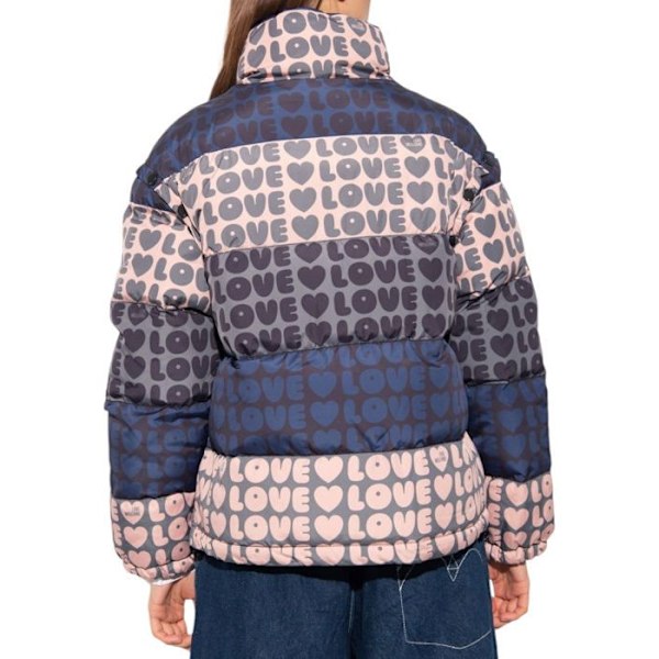 Love moschino - B H 782 80 T 188A - Allover Love Nylon vadderad jacka med avtagbara ärmar Damjacka Rosa/marinblå 44