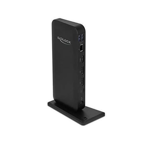 Svart USB Type-C dockningsstation, DisplayPort, HDMI, USB-C, USB-A Svart