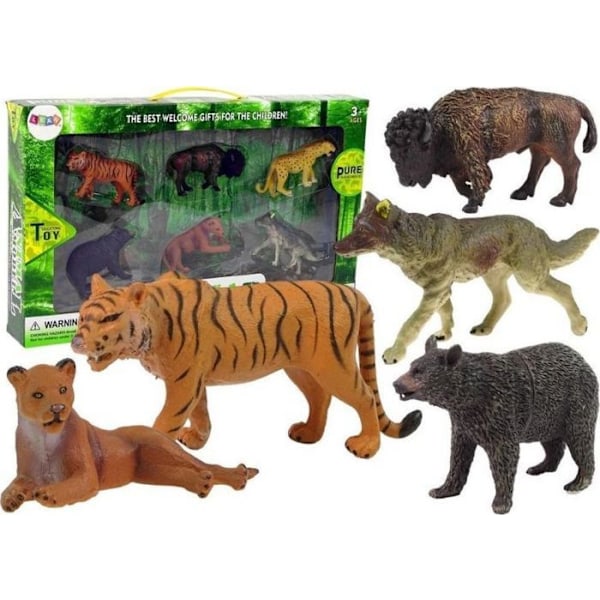 Figur Miniatyr - Minifigur Leantoys Set med Figuriner Afrikanska Skogsodjur Björn Tiger