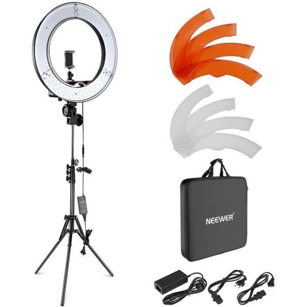 Fotoblixt - Neewer Camera Photo Video Lighting Kit: 18 tum-48 centimeter Yttre 55W 5500K Dimbar LED-ringljus, ljus