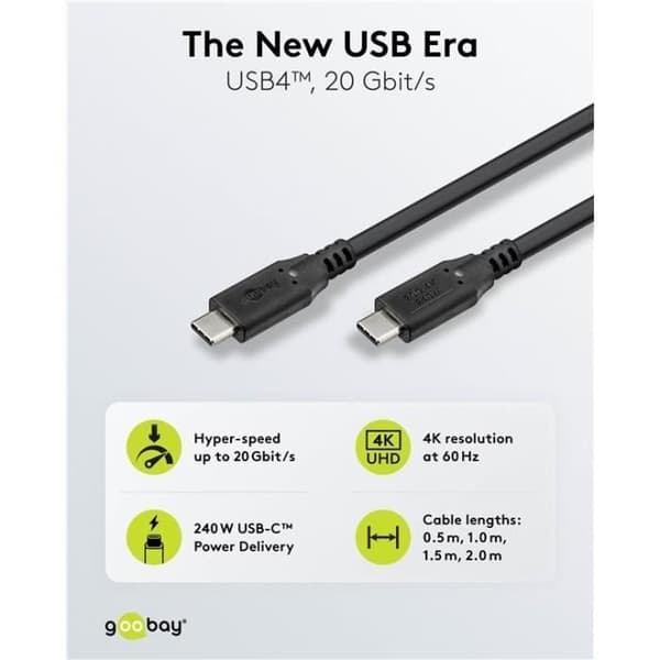 USB-C™-kabel - GOOBAY - USB4™ - 240 W - 20 Gbit/s - 1 m