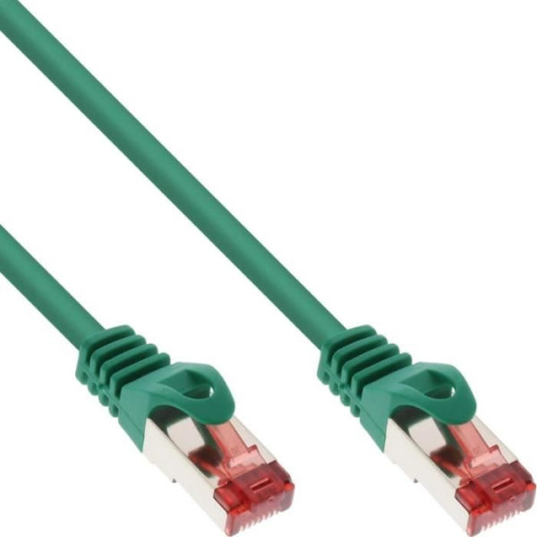 InLine - Patch-Kabel - RJ-45 (M) till RJ-45 (M) - 50cm - SFTP, PiMF - CAT 6 - geformt, ohne Haken - Grün (Packung mit