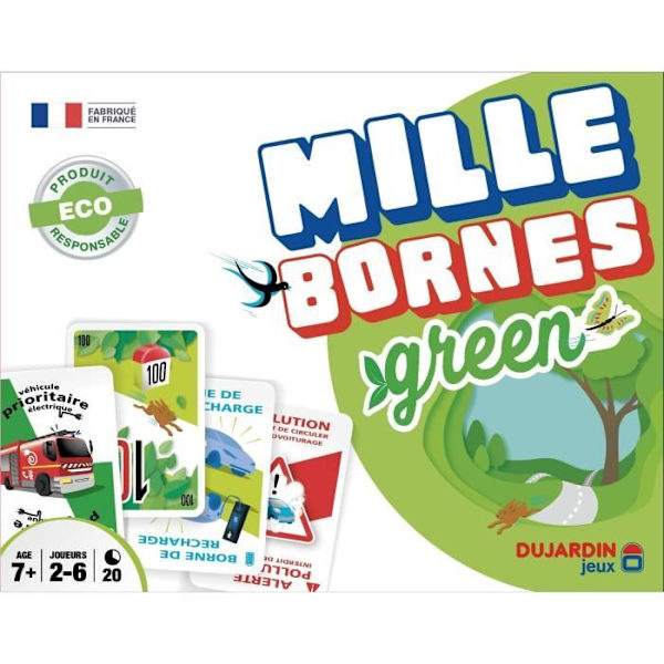 MILLE BORNES GREEN - Kortspel - DUJARDIN - Res terminalerna i en elbil i denna ekologiska version! Flerfärgad