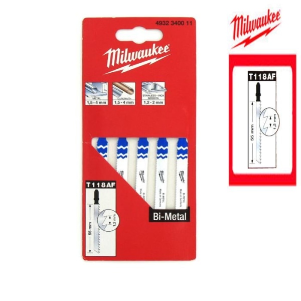 MILWAUKEE metallsticksåg 55 mm tänder 1,2 mm Bi-metall - Paket med 5 blad