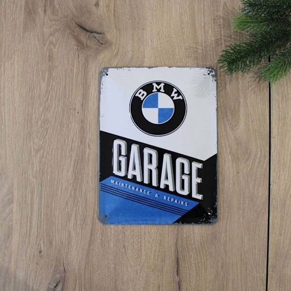 Metalplakett - BMW - Garage - 15 X 20 cm - Vintage - Att hänga upp