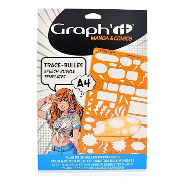 Görmall för ritning - Graph'It - Modell A - A4-format - 25 varierade bubblor - Mixing Orange