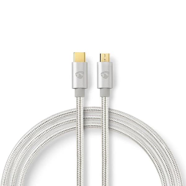 Nedis USB-C kabel för Micro-USB typ B - 2m - Aluminium