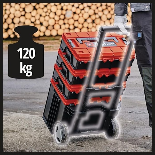 Einhell Tour de coffrets de rangement E-Case Tower (max 120 kg, för modulär förvaring av känslig utrustning) Röd