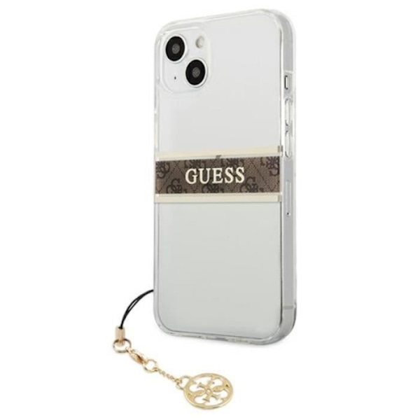 Guess 4G Stripe Brown Charm - Fodral för iPhone 13 mini (Transparent) - 3666339023393