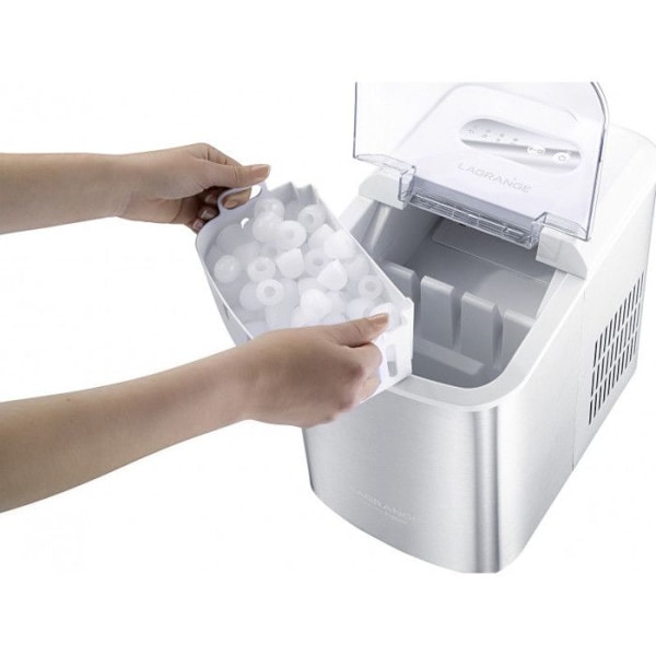 LAGRANGE EXPRESS V2 ismaskin - 120W - 12kg/24h - 2 isbitsstorlekar - 2,1L - Självrengörande - Grå