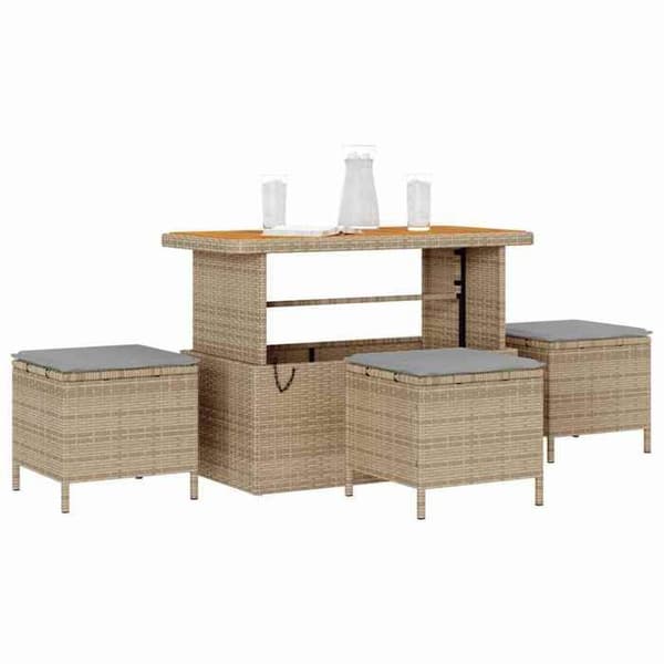 vidaXL Matgrupp för trädgård Beige polyrotting 42007924