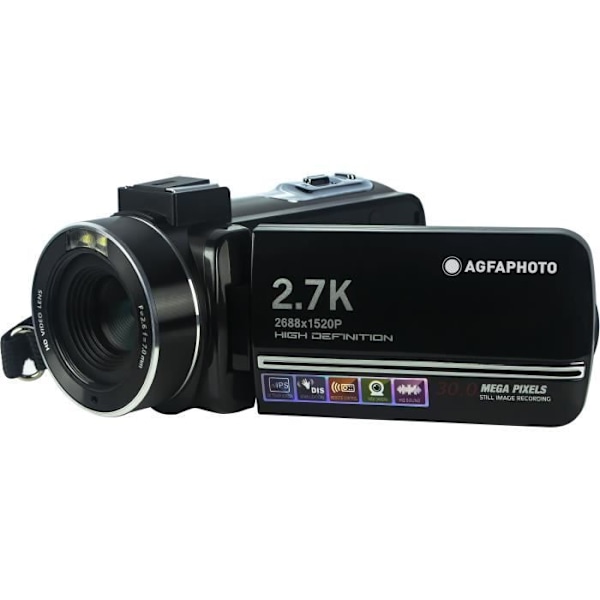 AGFA PHOTO CC2700 svart videokamera - 3,0'' pekskärm - 2,7K - DIS elektronisk stabilisering Svart
