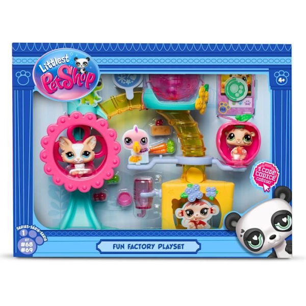 BANDAI - Littlest Pet Shop - Fun Factory box set - Lekset med 2 djur, dekor och tillbehör - BF00519