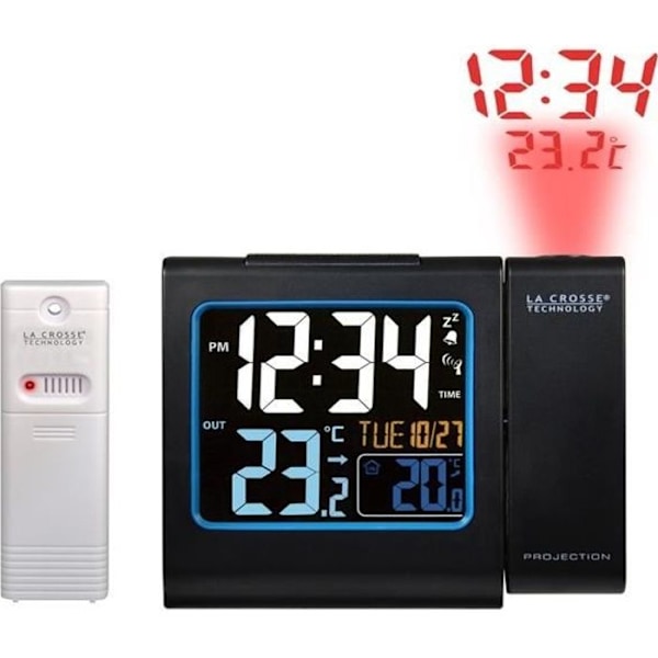 Väckarklocka med projektor och sensor La Crosse Technology WT552 Svart Svart
