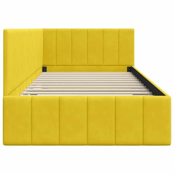 vidaXL Vinkel sängram Gul 90 cm x 200 cm Sammet 42016313 Gul