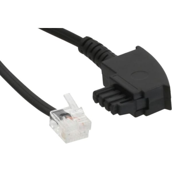 Telefonkabel - InLine® - TAE-F till Western 6/2 DEC - 25m - Svart - Anslutning NT/DSL