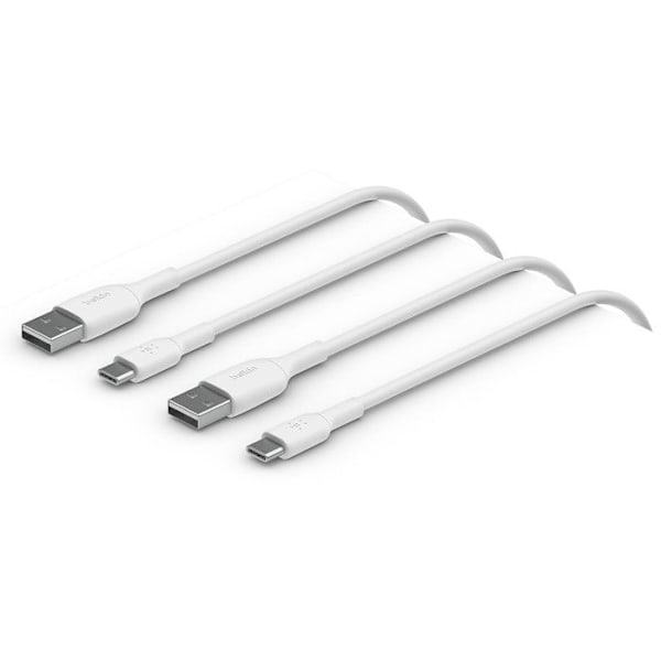 USB-C till USB-A-kabel - BELKIN - 1M - 2-pack - PVC - Vit
