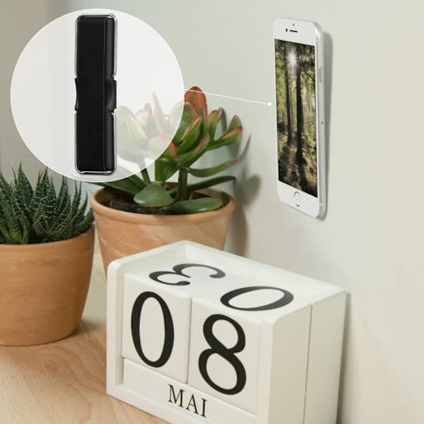 kwmobile Självhäftande smartphonehållare - konstläderfingertillbehör för mobiltelefon - elastisk grepprem baktill