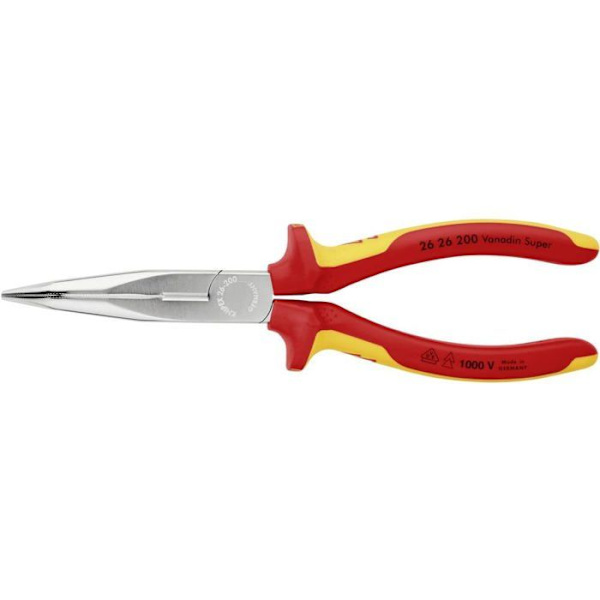 KNIPEX halvrund tång - VDE - 40° vinklad käke - Ribbade skäreggar - Vanadinstål - Orange