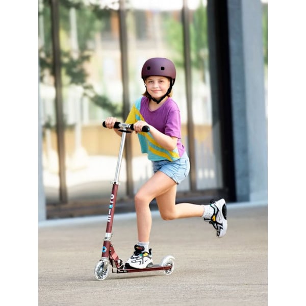 Micro - Barns 2-hjuliga hopfällbara Light-Up Scooter - Sprite LED Röd Höst