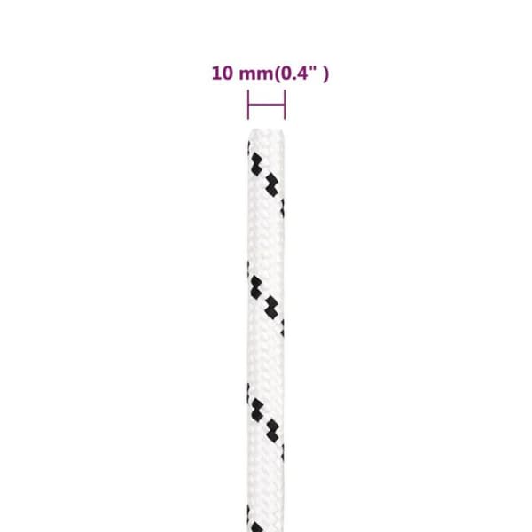 152771 vidaXL flätat båtrep Vit 10 mmx25 m polyester Vit