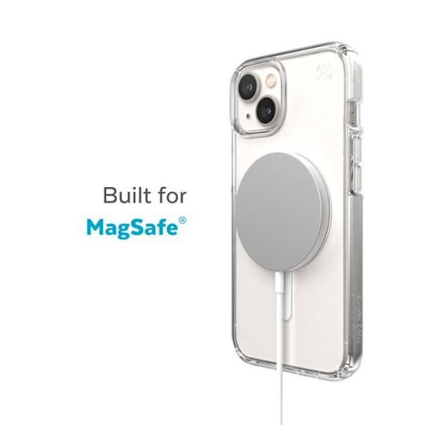 Speck Presidio Perfect-Clear + MagSafe - iPhone 14 Plus-fodral med MICROBAN-beläggning (Klar) -
