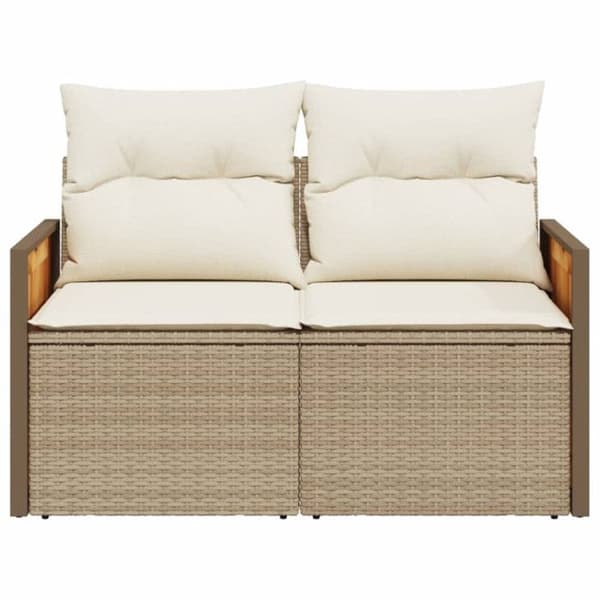 vidaXL trädgårdssoffa med kuddar 2-sits beige hartsrotting 366068