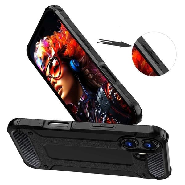 Coque Hybrid Armor för iPhone 17 - svart