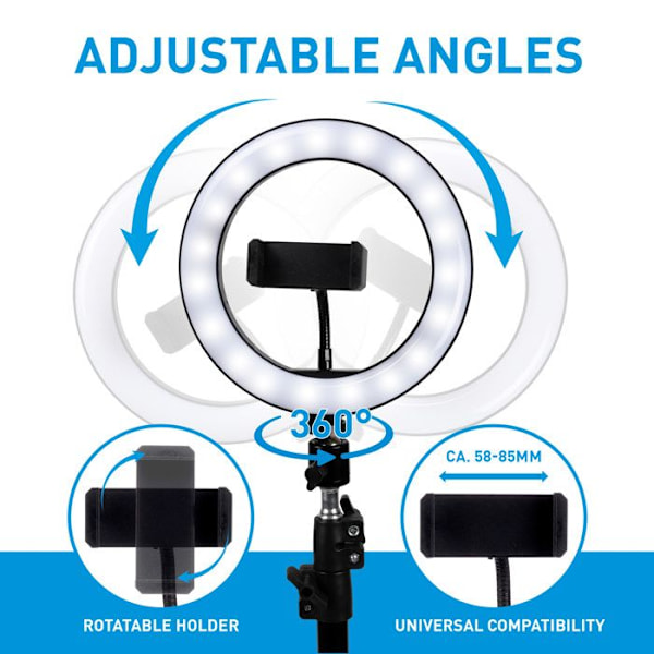 LED-ringljus - Grundig - 8711252249865 - Stativ - Selfie-belysning - Professionella resultat