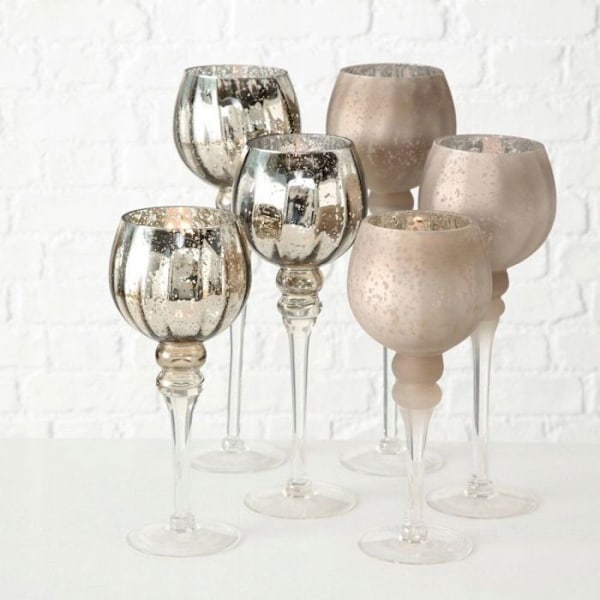 Bougeoir - chandelier Pigmejka Bougeoirer i glas, stora muggor, färg champagne, 3 stycken
