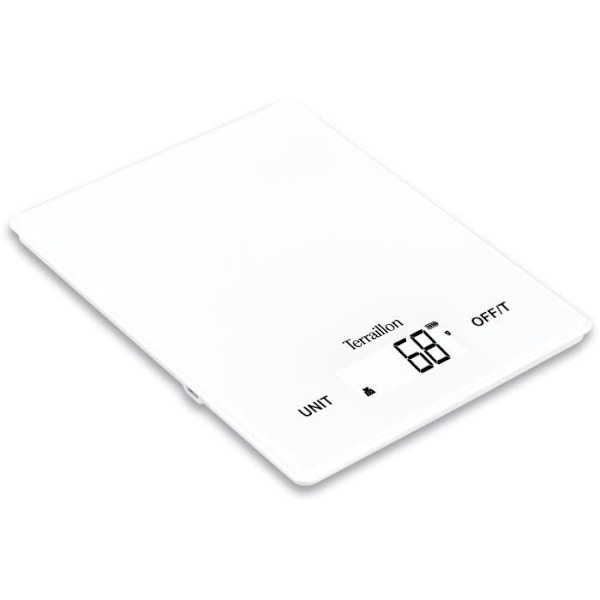 Köksvåg elektronisk - TERRAILLON - Smart USB-C Vit - Kapacitet 5 kg - Indelning 1 g - Glasplatta Vit