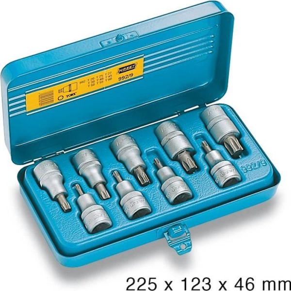 Hylssats - HAZET - 992-9 - 9 delar - 1-2" (12,5 mm) drivning - Kvalitetsverktyg