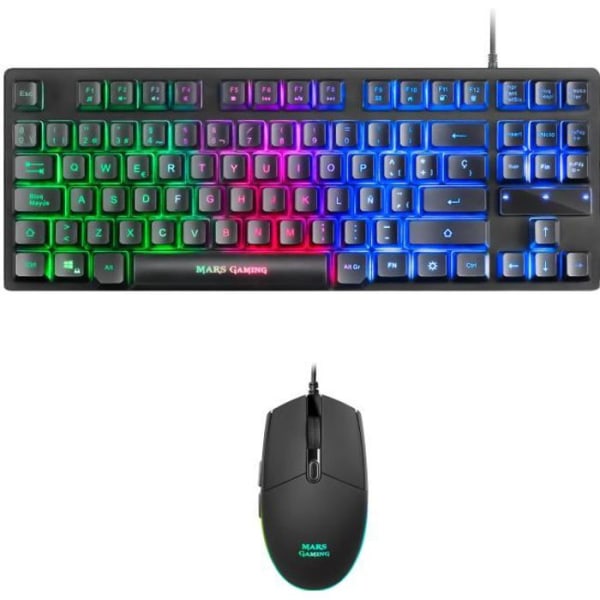 Mars Gaming MCPTKL, RGB Gamer Keyboard Mouse Pack - TKL, Layout ES Svart