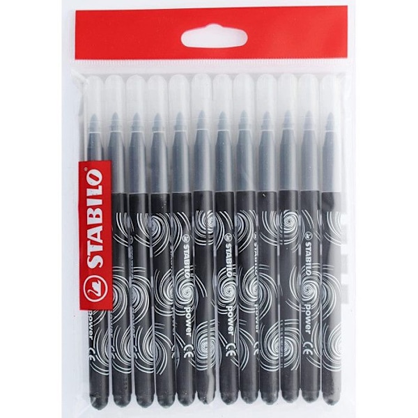 Färgpennor - STABILO - Power - Svart - 12-pack - För barn från 3 år Svart
