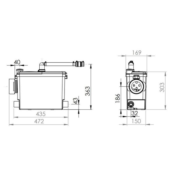 Sanipack Pro UP 400W WC macerator - SFA - PA2UPSTD Vit