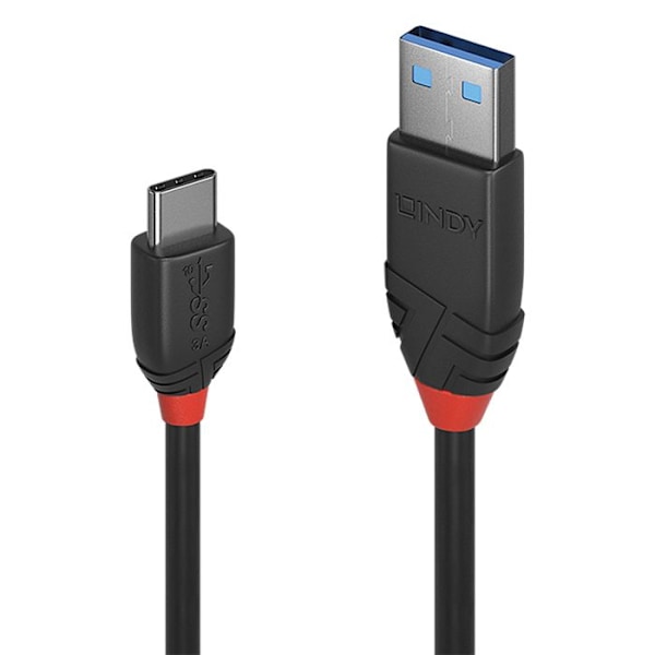 USB 3.1 typ A till C 3A-kabel - LINDY - Black Line - 50cm - Trippelskärmad - Ledare av förtennad koppar