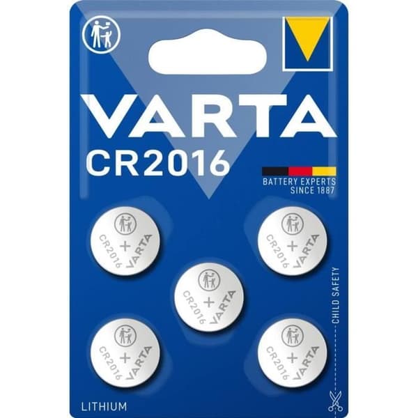 10-pack av 5 Lithium CR2016 knappbatterier - 3 V