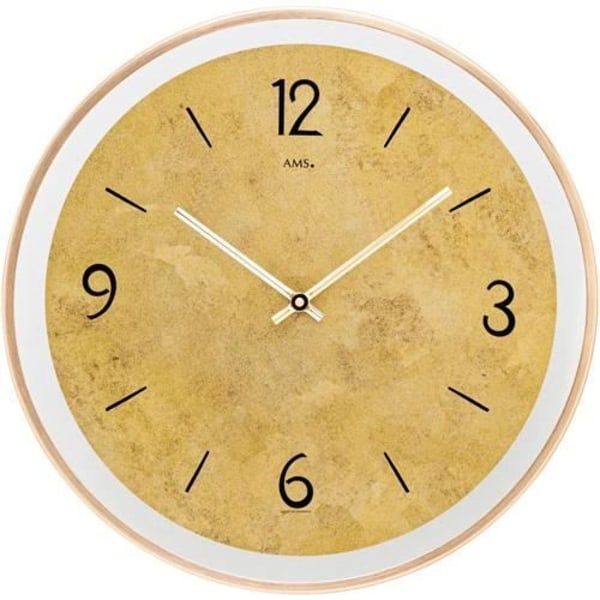 Väggklocka - AMS - 9627 - Analog - Gul - Modern design - Inomhus Plast, aluminium, mässingsfärger