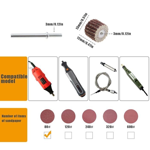 Emagtech - ECSiNGBO002-A - Paket med 20 slipskivor korn 80 för roterande verktyg med lång skaft chuck 13 x 12 x 3 mm