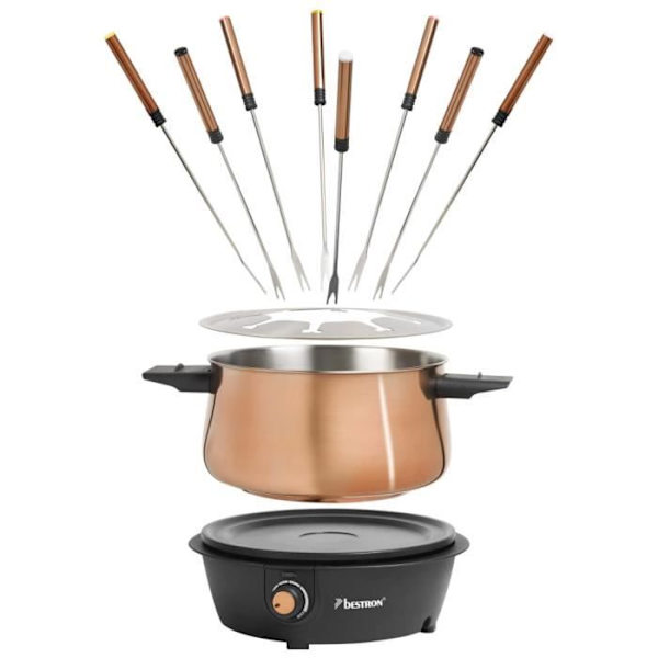 Fondue set - BESTRON - AFD850CO - 1500 W - 1,5 L - Koppar och svart