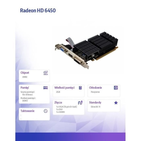 AFOX Radeon HD 6450 2GB DDR3 64Bit DVI HDMI VGA LP Passiv AF6450-2048D3L9-V2