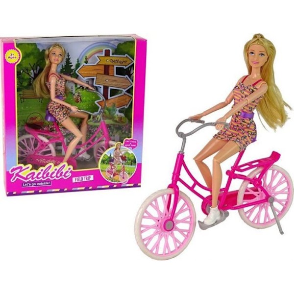 Drag-leksak - tryck-leksak Leantoys - 15172 - Plastdocka cykel i rosa