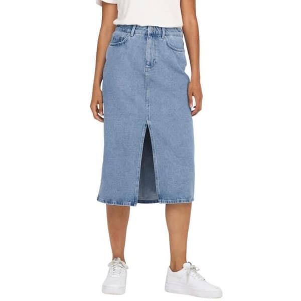 Denimkjol Endast vit Midi Ljusblå Dam Blå XL