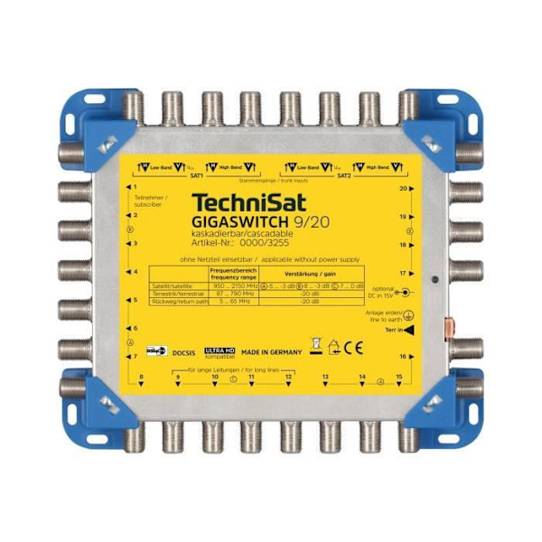 TechniSat GigaSwitch 9-20 Terrestrial-satellitsignal flera omkopplare blå, gul