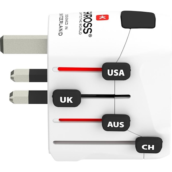 Adapter och omvandlare - SKROSS - 3 POLER 150 Länder - Universell - Vit - 1750W