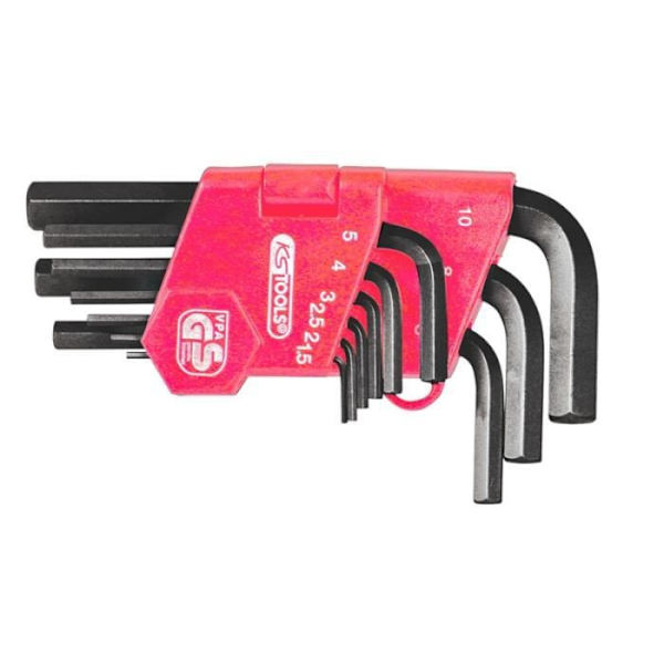 KS TOOLS Klassisk kort hannyckelsats - 6x6 punkter - 9 st - Brun kastanj