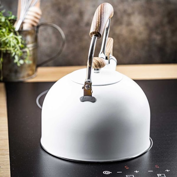 Kokare - KINGHOFF - KH-1860 - Rostfritt stål - 2,5L - Inbyggd visselpipa - Vit Vit