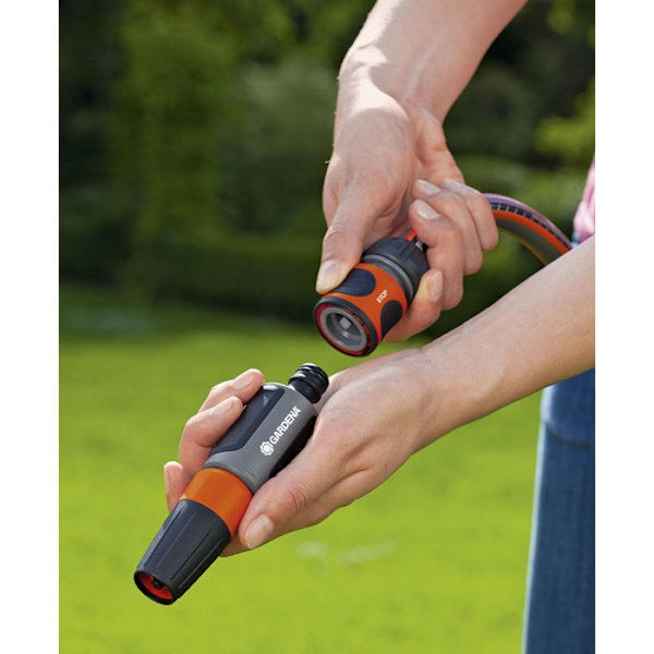 GARDENA Aquastop slangkoppling - Lämplig för Ø13mm & Ø15mm slang - Anti-droppstopp - Power Grip - 5 års garanti (18213-20) svart och orange