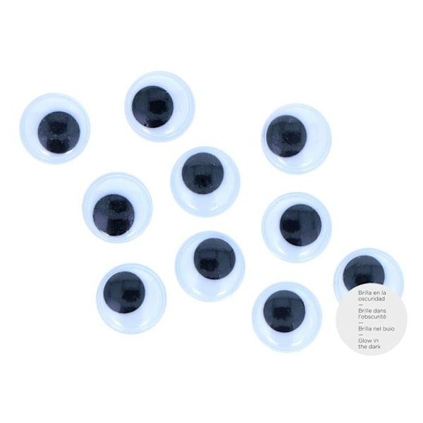 Klistermärken - självhäftande bokstäver Innspiro - 97152 - Fosphorescerande rörliga ögon klistermärken 15 mm. 16 st.