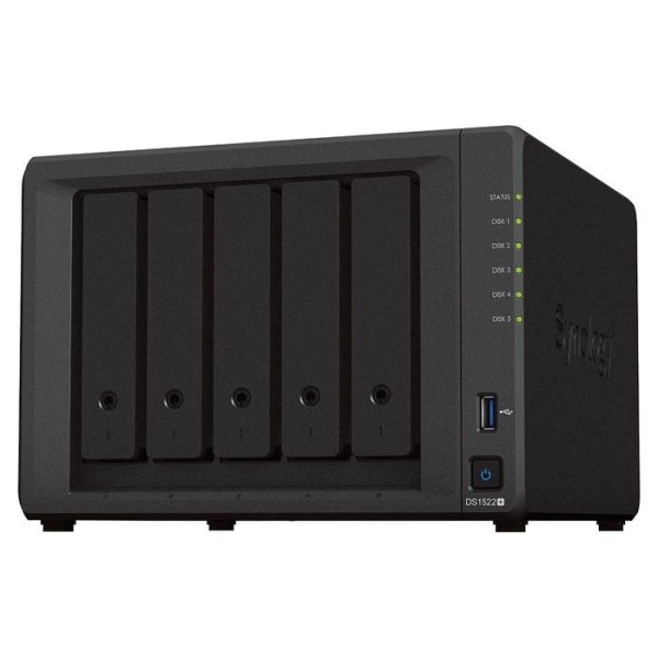Lagringsserver - nas Synology - DS1522+/8G/3Y/90T-HAT5310 - DS1522+ 8GB NAS 90TB (5X 18TB) HAT5300